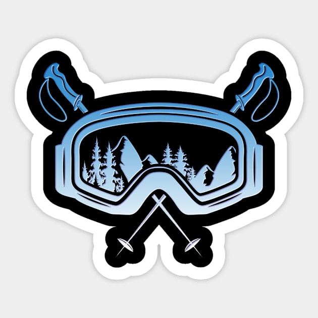 Ski goggles with ski poles skier skis Sticker by Anfrato